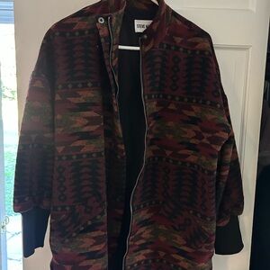 Steve Madden Burgundy and Green Patterned Jacket